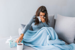 woman with flu